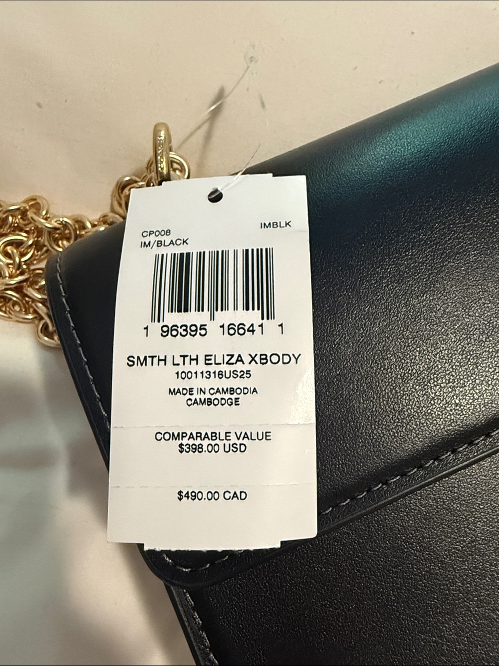 COACH Black Leather Shoulder Bag with Gold Hardware Chain Strap - Picture 3 of 4